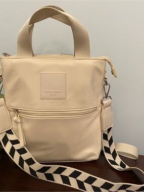 Cynthia Rowley Cream Tote Backpack with Patterned Strap